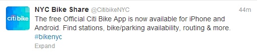 Get the free Official Citi Bike app on Google Play: http://ow.ly/lfA5M  or the App Store: http://ow.ly/lfAcK 