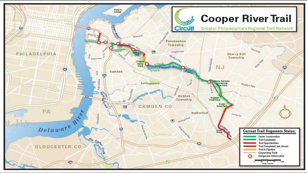The completed "Cooper River Trail" would allow users to trail between Camden, Philadelphia and numerous Camden County communities. 