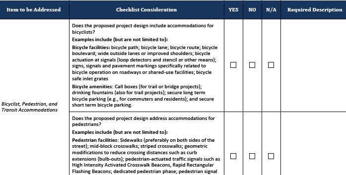 NJDOT's project checklist.
