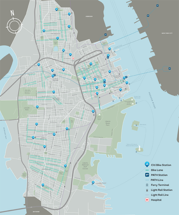 Citi Bike Jersey City station map. (Image: Jersey City Independent via Motivate.)